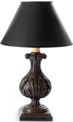 Casa Padrino Luxus Barock Tischleuchte Antik Dunkelbraun / Schwarz Ø 19 x H. 48,5 cm - Prunkvolle Barockstil Schreibtischleuchte mit Lampenschirm - Luxus Qualität - Made in Italy