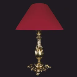 Casa Padrino Luxus Barock Tischleuchte Gold / Rot Ø 34 x H. 45 cm - Barock Leuchten