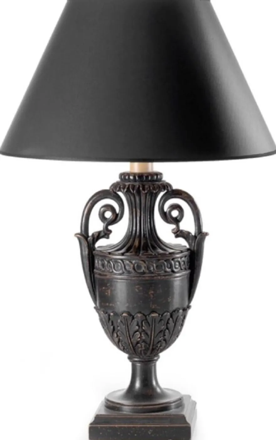 Casa Padrino Luxus Barock Tischleuchte Pokal Antik Schwarz / Schwarz Ø 26 x H. 59,5 cm - Prunkvolle Barockstil Schreibtischleuchte mit Lampenschirm - Luxus Qualität - Made in Italy