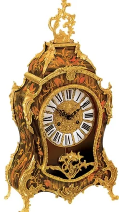 Casa Padrino Luxus Barock Tischuhr Braun / Mehrfarbig / Gold - Prunkvolle Barockstil Uhr - Handgeschnitzte Barock Schreibtischuhr - Luxus Qualität - Made in Italy