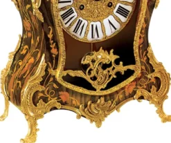 Casa Padrino Luxus Barock Tischuhr Braun / Mehrfarbig / Gold - Prunkvolle Barockstil Uhr - Handgeschnitzte Barock Schreibtischuhr - Luxus Qualität - Made in Italy