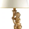 Casa Padrino Luxus Barock Tischleuchte Antik Gold / Weiß-Gold Ø 20 x H. 54,5 cm - Prunkvolle Barockstil Schreibtischleuchte mit Lampenschirm - Luxus Qualität - Made in Italy