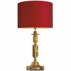 Casa Padrino Luxus Barock Tischleuchte Antik Gold / Rot H. 83,5 cm - Barock Schreibtischleuchte