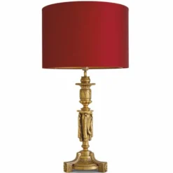 Casa Padrino Luxus Barock Tischleuchte Antik Gold / Rot H. 83,5 cm - Barock Schreibtischleuchte