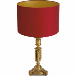 Casa Padrino Luxus Barock Tischleuchte Antik Gold / Rot H. 83,5 cm - Barock Schreibtischleuchte