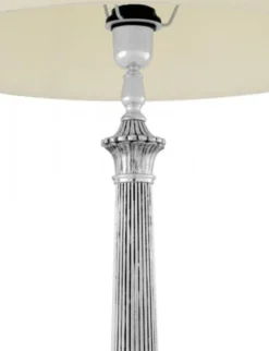 Casa Padrino Luxus Barock Tischleuchte Antik Silber, Durchmesser 16 cm, Höhe 100 cm, Lampenschirm Creme