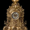 Casa Padrino Luxus Barock Tischuhr Gold 34 x H. 59 cm - Handgefertigte Bronze Uhr im Barockstil - Barock Schreibtischuhr - Barock Schreibtisch Deko - Barock Deko Accessoires - Barockstil Uhren