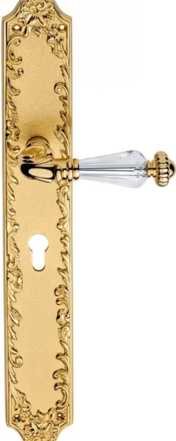 Casa Padrino Luxus Barock Türgriff Set mit Swarovski Kristallglas Gold 14,3 x H. 40,6 cm - Erstklassische Qualität