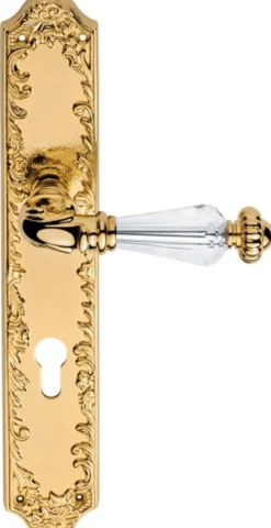 Casa Padrino Luxus Barock Türgriff Set mit Swarovski Kristallglas Gold 13,7 x H. 30 cm - Erstklassische Qualität Made in Italy