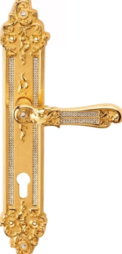 Casa Padrino Luxus Barock Türklinken Set mit Swarovski Kristallglas Gold 14,5 x H. 32,5 cm - Barockmöbel