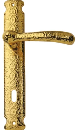 Casa Padrino Luxus Barock Türklinken Set Gold 13 x H. 24,5 cm - Edle Türgriffe mit mit 24 Karat Vergoldung - Wohnaccessoires im Barockstil