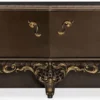 Casa Padrino Luxus Barock TV Schrank Braun / Gold - Prunkvolles Massivholz Sideboard mit 4 Türen - Wohnzimmer Möbel im Barockstil - Barock Möbel - Edel & Prunkvoll