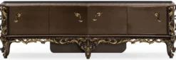 Casa Padrino Luxus Barock TV Schrank Braun / Gold - Prunkvolles Massivholz Sideboard mit 4 Türen - Wohnzimmer Möbel im Barockstil - Barock Möbel - Edel & Prunkvoll