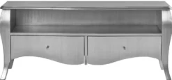 Casa Padrino Luxus Barock TV Schrank Silber - Handgefertigtes Massivholz Sideboard mit 2 Schubladen - Luxus Möbel im Barockstil - Barock Möbel - Barock Einrichtung - Edel & Prunkvoll