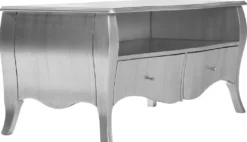 Casa Padrino Luxus Barock TV Schrank Silber - Handgefertigtes Massivholz Sideboard mit 2 Schubladen - Luxus Möbel im Barockstil - Barock Möbel - Barock Einrichtung - Edel & Prunkvoll