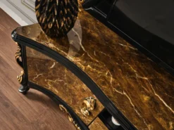 Casa Padrino Luxus Barock TV Schrank Braun / Schwarz / Gold 180 x 50 x H. 190 cm - Prunkvolles Massivholz Sideboard - Barock Wohnzimmer Möbel