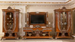 Casa Padrino Luxus Barock TV Schrank Braun / Bronzefarben - Prunkvolles Wohnzimmer Sideboard mit Rückwand - Barock Wohnzimmer Möbel - Edel & Prunkvoll