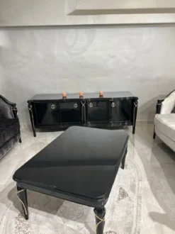 Casa Padrino Luxus Barock TV Schrank Schwarz / Gold 195 cm - Barock Wohnzimmer Möbel