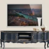 Casa Padrino Luxus Barock TV Schrank Blau / Gold - Handgefertigtes Massivholz Sideboard mit 2 Türen - Barock Wohnzimmer Möbel - Luxus Qualität - Made in Italy