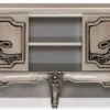 Casa Padrino Luxus Barock TV Schrank Silber - Prunkvolles Massivholz Sideboard mit 4 Türen - Luxus Wohnzimmer Möbel im Barockstil - Barock Möbel - Edel & Prunkvoll