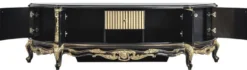 Casa Padrino Luxus Barock TV Schrank Schwarz / Gold - Prunkvolles Massivholz Sideboard mit 4 Türen und Schublade - Barock Wohnzimmer Möbel