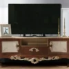 Casa Padrino Luxus Barock TV Schrank Braun / Gold - Handgefertigtes Massivholz Sideboard mit 2 Türen und Schublade - Barock Wohnzimmer Möbel