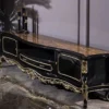 Casa Padrino Luxus Barock TV Schrank Schwarz / Gold 228 x 48 x H. 61 cm - Prunkvoller Massivholz Fernsehschrank - Barock Wohnzimmer Möbel