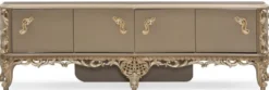 Casa Padrino Luxus Barock TV Schrank Grau / Gold - Prunkvolles Massivholz Sideboard mit 4 Türen - Wohnzimmer Möbel im Barockstil - Barock Möbel - Edel & Prunkvoll