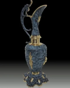 Casa Padrino Luxus Barock Vase in Weinkrug Form Blau / Gold H. 45 cm - Barock Deko Accessoires