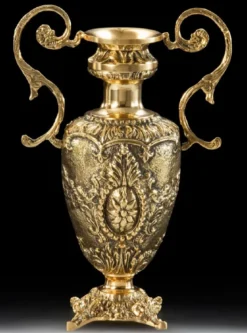 Casa Padrino Luxus Barock Vase Gold 23 x H. 34 cm - Handgefertigte Bronze Blumenvase im Barockstil - Barock Deko Accessoires - Edel & Prunkvoll
