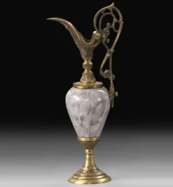 Casa Padrino Luxus Barock Vase in Weinkrug Form Antik Messing / Grau H. 37 cm - Barock Deko Accessoires