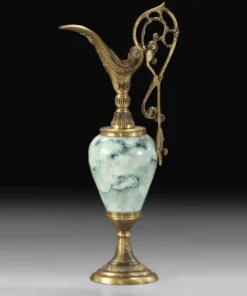 Casa Padrino Luxus Barock Vase in Weinkrug Form Antik Messing / Grün H. 37 cm - Barock Deko Accessoires
