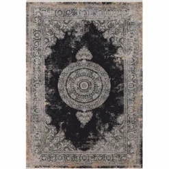 Casa Padrino Luxus Barock Viskose Teppich Vintage Schwarz - Verschiedene Größen