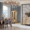 Casa Padrino Luxus Barock Vitrine Silber / Braun / Gold - Handgefertigter Massivholz Vitrinenschrank mit 2 Türen - Prunkvolle Barock Möbel