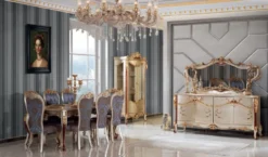 Casa Padrino Luxus Barock Vitrine Silber / Braun / Gold - Handgefertigter Massivholz Vitrinenschrank mit 2 Türen - Prunkvolle Barock Möbel
