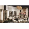 Casa Padrino Luxus Barock Vitrine Weiß / Braun / Schwarz / Gold 157 x H. 200 cm - Prunkvoller Massivholz Vitrinenschrank - Barock Möbel