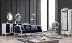 Casa Padrino Luxus Barock Vitrine Silber / Schwarz / Gold - Handgefertigter Massivholz Vitrinenschrank - Barock Wohnzimmer Möbel