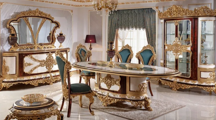Casa Padrino Luxus Barock Vitrine Weiß / Braun / Gold - Prunkvoller Massivholz Vitrinenschrank mit 2 Glastüren - Barock Möbel - Edel & Prunkvoll