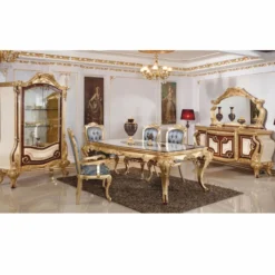 Casa Padrino Luxus Barock Vitrine Weiß / Braun / Gold H. 220 cm - Barock Möbel