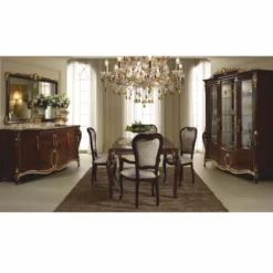 Casa Padrino Luxus Barock Vitrine Dunkelbraun / Gold 198 x H. 231 cm - Barock Möbel - Made in Italy