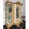 Casa Padrino Luxus Barock Vitrine Weiß / Gold / Braun 170 x H. 230 cm - Prunkvoller Massivholz Vitrinenschrank - Barock Möbel