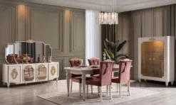 Casa Padrino Luxus Barock Vitrine Weiß / Gold 116 x 45 x H. 170 cm - Beleuchteter Massivholz Vitrinenschrank mit 2 Glastüren - Edle Barock Möbel