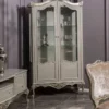 Casa Padrino Luxus Barock Vitrine Grau / Silber 108 x 47 x H. 202 cm - Massivholz Vitrinenschrank im Barockstil - Edel & Prunkvoll
