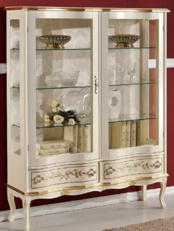 Casa Padrino Luxus Barock Vitrine Creme / Gold - Handgefertigter italienischer Barockstil Vitrinenschrank - Barockstil Möbel - Italienische Barock Möbel - Luxus Qualität - Made in Italy