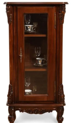 Casa Padrino Luxus Barock Vitrine Dunkelbraun - Prunkvoller Massivholz Vitrinenschrank mit Glastür - Handgefertigte Barock Möbel - Edel & Prunkvoll