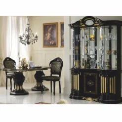Casa Padrino Luxus Barock Vitrine Schwarz / Gold 139 x H. 213 cm - Barock Möbel - Made in Italy