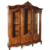 Casa Padrino Luxus Barock Vitrine mit 3 Türen Braun Intarsien 177,6 x H. 230 cm - Prunkvoller Barockstil Vitrinenschrank - Barock Möbel