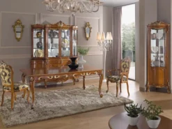 Casa Padrino Luxus Barock Vitrine Braun / Gold - Handgefertigter Vitrinenschrank mit 8 Türen und 2 Schubladen - Prunkvolle Barock Möbel - Luxus Qualität - Made in Italy