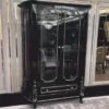 Casa Padrino Luxus Barock Vitrine mit 2 Glastüren und Schublade Schwarz / Gold - Barockstil Möbel