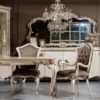 Casa Padrino Luxus Barock Vitrine Cremefarben / Weiß / Gold - Handgefertigter Massivholz Vitrinenschrank mit 2 Glastüren - Barock Möbel